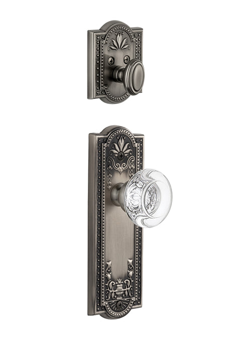 Grandeur Parthenon Handleset with Bordeaux Knob - Interior Half Only Antique Pewter
