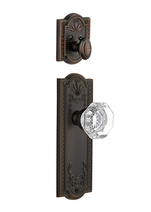 Grandeur Parthenon Handleset with Chambord Knob - Interior Half Only Timeless Bronze