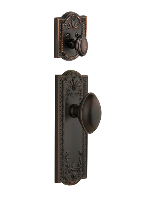 Grandeur Parthenon Handleset with Eden Prairie Knob - Interior Half Only Timeless Bronze
