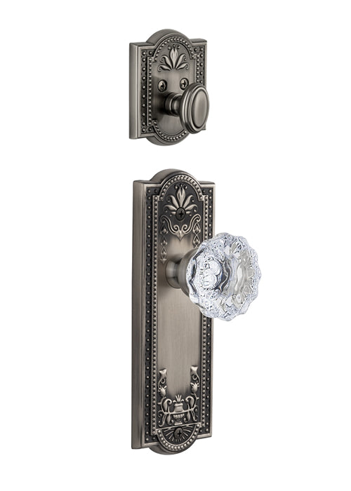 Grandeur Parthenon Handleset with Fontainebleau Knob - (Interior Half Only, with Deadbolt)