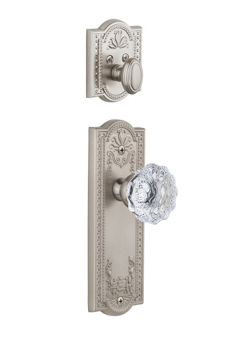 Grandeur Parthenon Handleset with Fontainebleau Knob - (Interior Half Only, with Deadbolt)