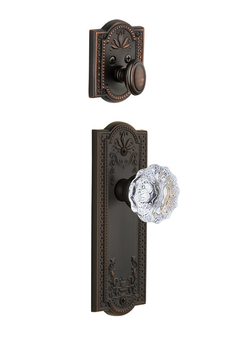 Grandeur Parthenon Handleset with Fontainebleau Knob - (Interior Half Only, with Deadbolt)