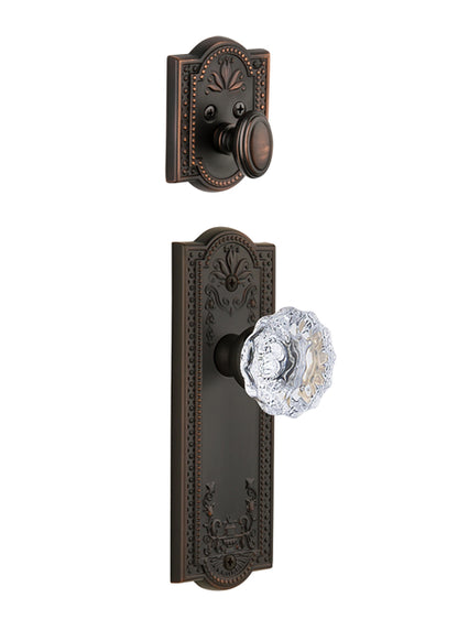 Grandeur Parthenon Handleset with Fontainebleau Knob - Interior Half Only Timeless Bronze
