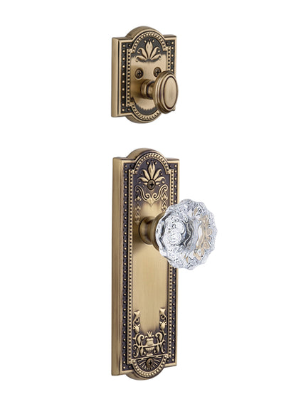 Grandeur Parthenon Handleset with Fontainebleau Knob - (Interior Half Only, with Deadbolt)