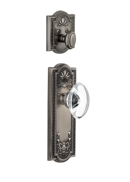 Grandeur Parthenon Handleset with Provence Knob - Interior Half Only Antique Pewter