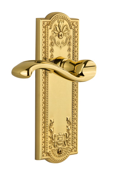 Grandeur Parthenon Plate with Portofino Lever in Polished Brass/Lifetime Brass