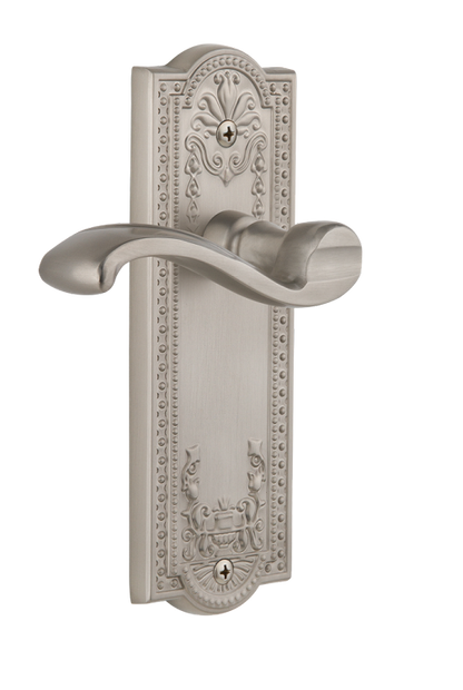 Grandeur Parthenon Plate with Portofino Lever in Satin Nickel