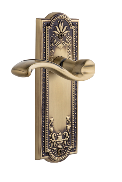 Grandeur Parthenon Plate with Portifino Lever in Vintage Brass