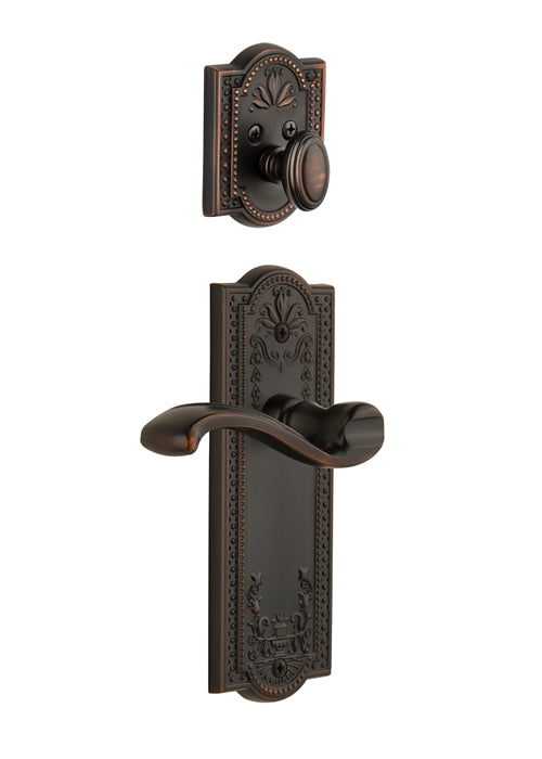 Grandeur Parthenon Handleset with Portofino Lever - Interior Half Only Timeless Bronze