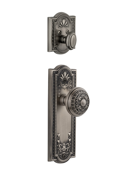 Grandeur Parthenon Handleset with Windsor Knob - (Interior Half Only, with Deadbolt)