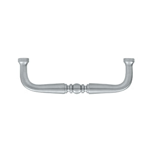 Deltana Solid Brass 3 1/2  Inch Traditional Wire Pull - Brushed Chrome