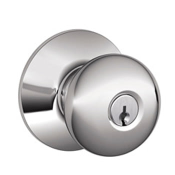 Schlage Plymouth Keyed Doorknob in Bright Chrome 