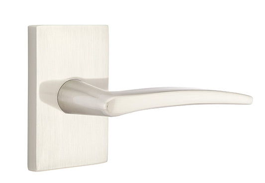 Emtek Poseidon Lever Handle With Modern Rectangular Rosette