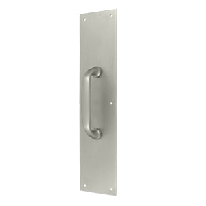 Deltana Solid Brass 15 Inch Push Plate with Handle - Brushed Nickel