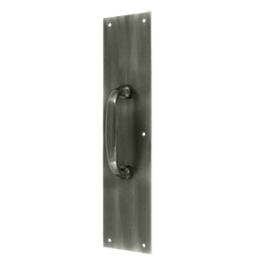 Deltana Solid Brass 15 Inch Push Plate with Handle - Antique Nickel