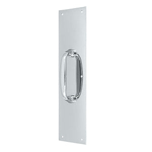 Deltana Solid Brass 15 Inch Push Plate with Handle - Polished Chrome