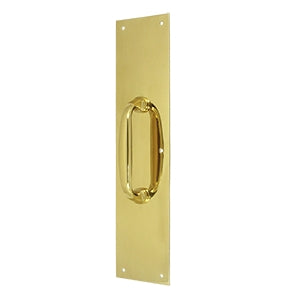 Deltana Solid Brass 15 Inch Push Plate with Handle - Polished Brass