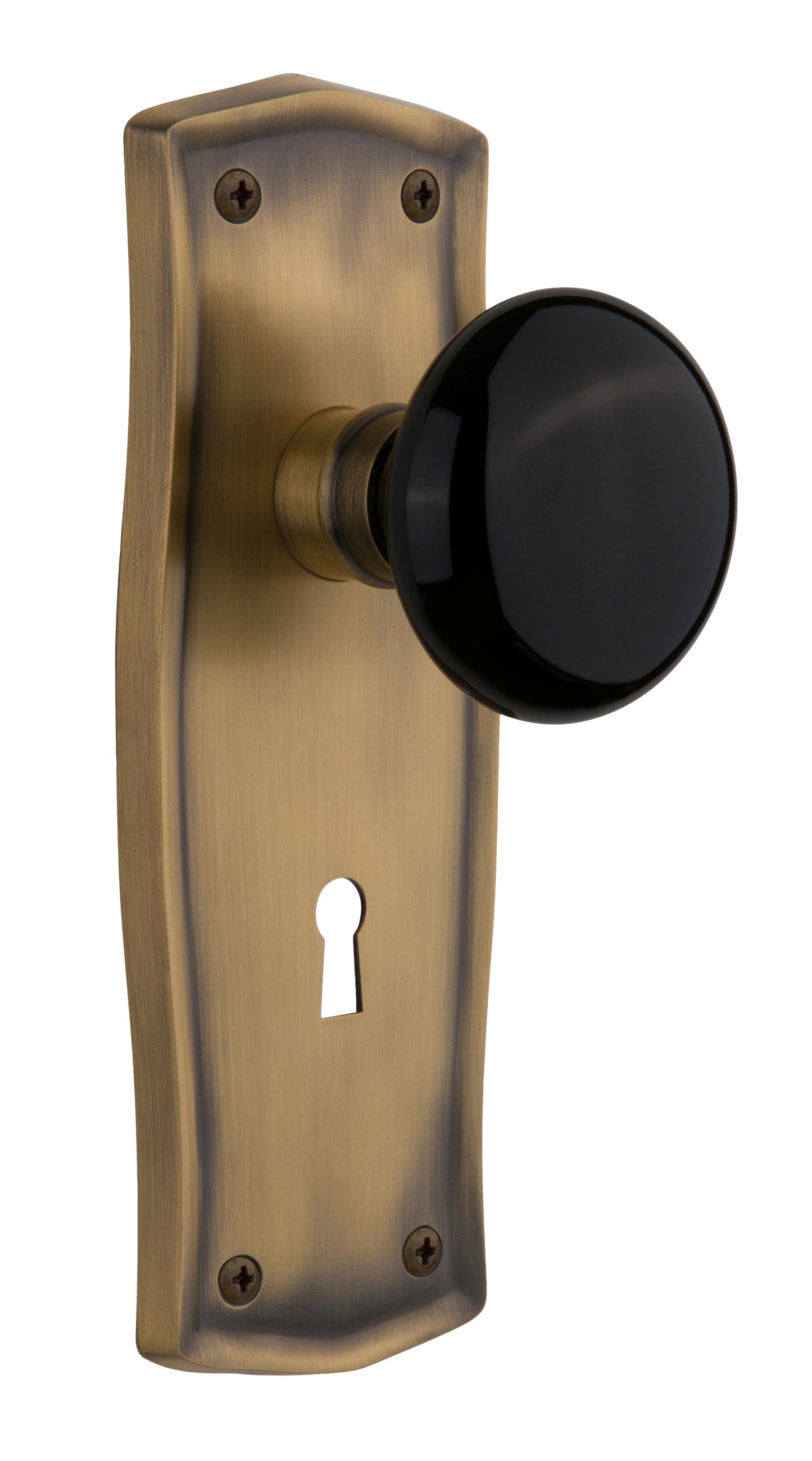 Nostalgic Warehouse Prairie Plate with Black Porcelain Knob - Mortise Lock