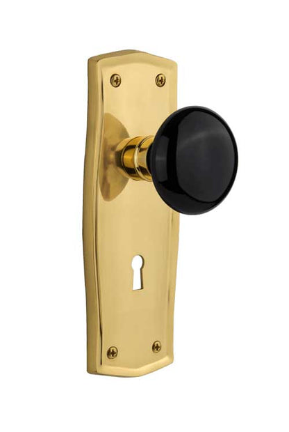 Nostalgic Warehouse Prairie Plate with Black Porcelain Knob - Mortise Lock