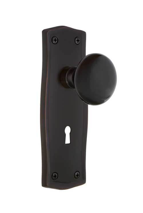 Nostalgic Warehouse Prairie Plate with Black Porcelain Knob - Timeless Bronze