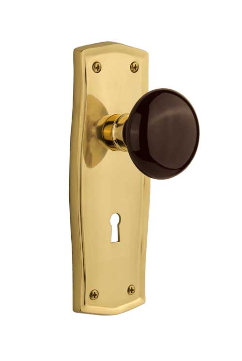Nostalgic Warehouse Prairie Plate with Brown Porcelain Knob - Mortise Lock