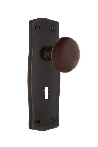 Nostalgic Warehouse Prairie Plate with Brown Porcelain Knob - Timeless Bronze