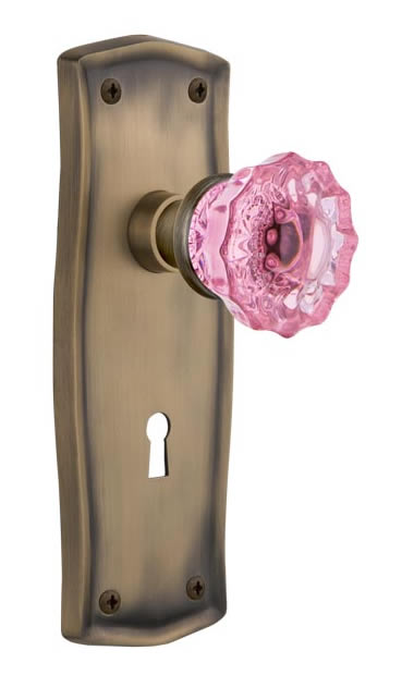 Nostalgic Warehouse Prairie Plate with Pink Crystal Knob