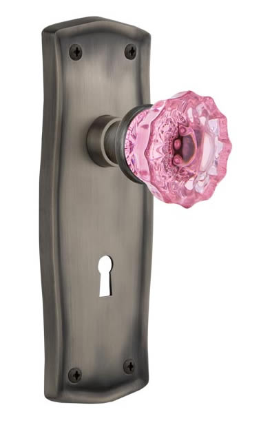 Nostalgic Warehouse Prairie Plate with Pink Crystal Knob