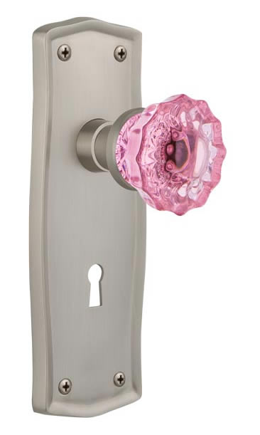 Nostalgic Warehouse Prairie Plate with Pink Crystal Knob