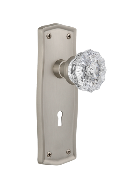 Nostalgic Warehouse Prairie Plate with Crystal Knob - Satin Nickel