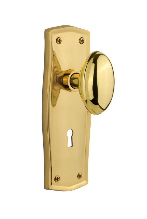 Nostalgic Warehouse Prairie Plate with Homestead Knob - Polished Brass