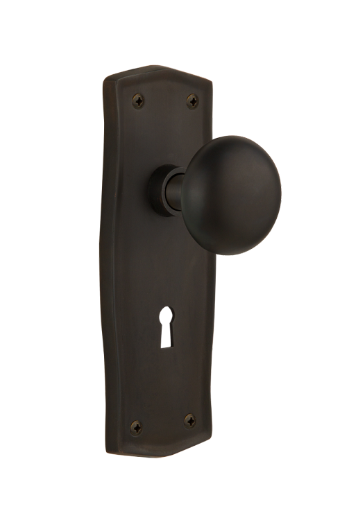Nostalgic Warehouse Prairie Plate with New York Knob  - Oil Rubbed Bronze