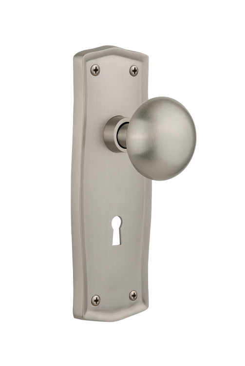 Nostalgic Warehouse Prairie Plate with New York Knob - Satin Nickel