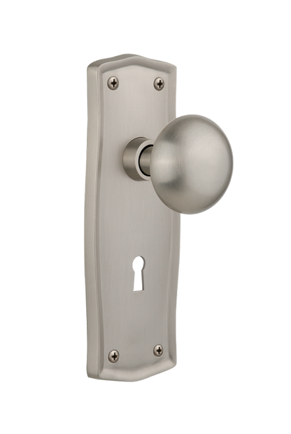 Nostalgic Warehouse Prairie Plate with New York Knob - Satin Nickel