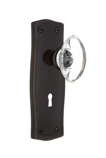 Nostalgic Warehouse Prairie Plate with Oval Clear Crystal  Knob - Mortise Lock