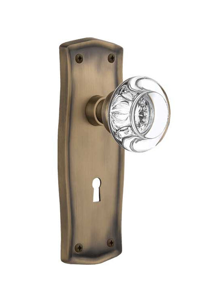 Nostalgic Warehouse Prairie Plate with Oval Fluted Crystal  Knob - Mortise Lock