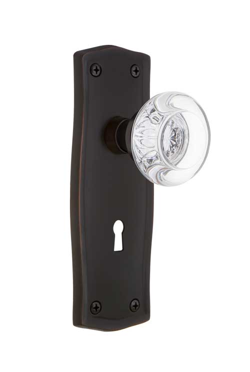 Nostalgic Warehouse Prairie Plate with Round Clear Crystal  Knob - Mortise Lock