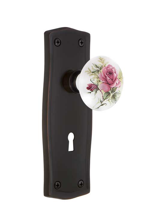 Nostalgic Warehouse Prairie Plate with White/Rose Porcelain Knob