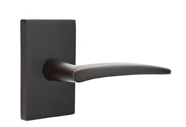 Emtek Poseidon Lever Handle with Modern Rectangular Rosette