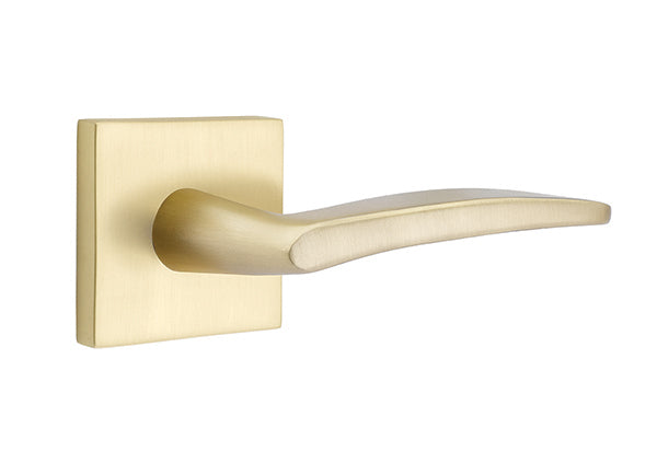 Emtek Poseidon Lever Satin Brass-Square Rosette