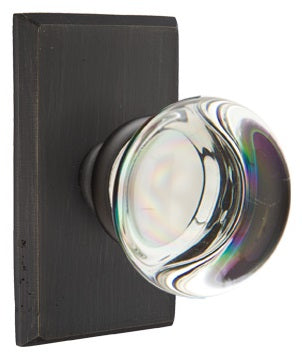 Emtek Providence Crystal Knob with Sandcast Bronze Style 3 Rosette