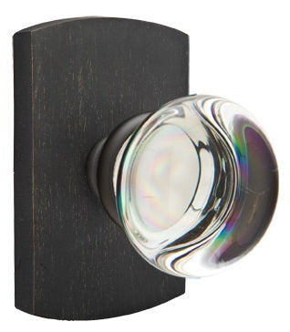 Emtek Providence Crystal Knob with Sandcast Bronze Style 4 Rosette