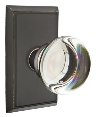 Emtek Providence Crystal Knob with Rectangular Rosette - Oil Rubbed Bronze