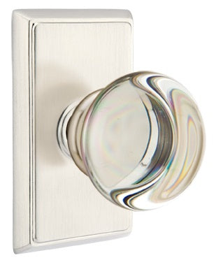 Emtek Providence Crystal Knob with Rectangular Rosette - Satin Nickel