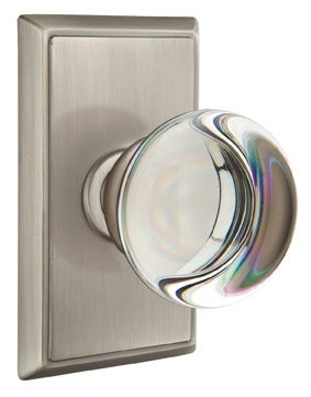 Emtek Providence Crystal Knob with  Rectangular Rosette - Pewter