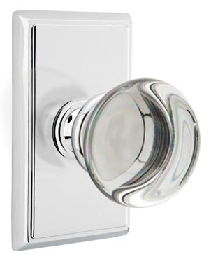 Emtek Providence Crystal Knob with Rectangular Rosette - Polished Chrome