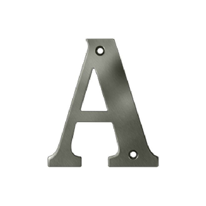 Deltana Solid Brass 4 Inch Residential Letter A - Antique Nickel