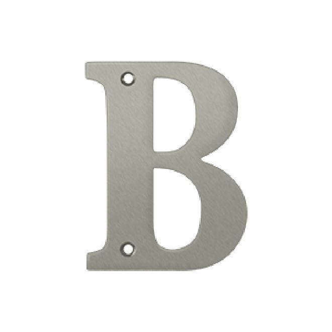 Deltana Solid Brass 4 Inch Residential Letter B - Brushed Nickel