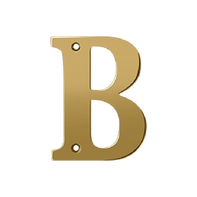Deltana Solid Brass 4 Inch Residential Letter B - PVD Polished Brass