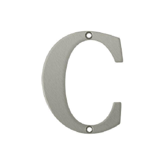 Deltana Solid Brass 4 Inch Residential Letter C - Brushed Nickel